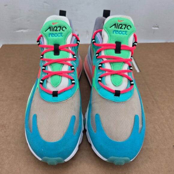 Nike Air Max 270 React Women's Electro Green Lagoon Shoes AT6174-300 W 11.5 M 10 - Picture 2 of 9